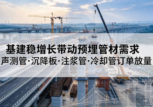 湖口基建稳增长带动预埋监测管材需求，声测管、沉降板、注浆管订单持续放量